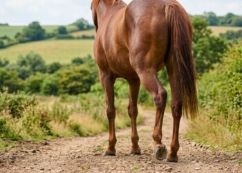 Cavalo recebendo cuidados preventivos nos cascos durante manutenção de rotina.