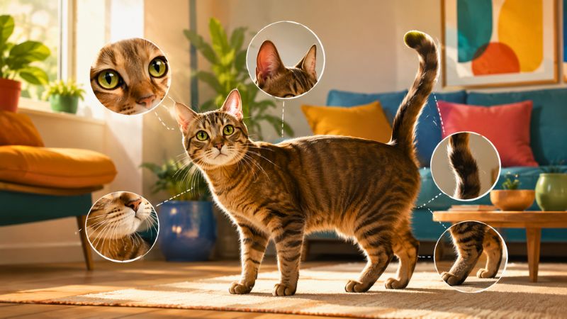 Gato demonstrando diferentes formas de comunicação por meio da linguagem corporal